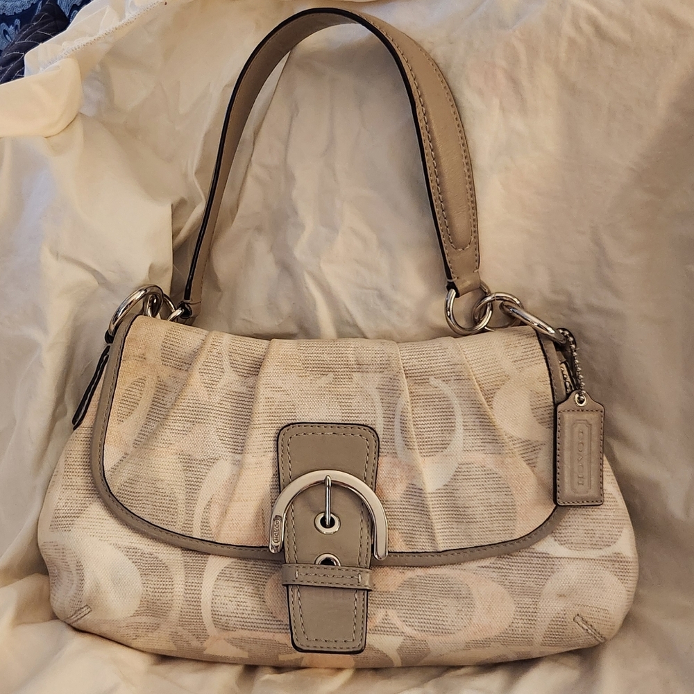Coach Cream Peach Gray Soho Shoulder Bag with Elegant Curves